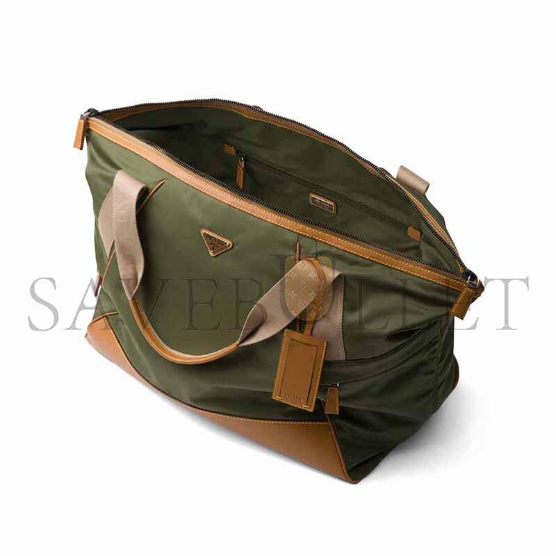 PRADA RE-NYLON AND LEATHER DUFFLE BAG 2VC040 (44.5*40*24cm) 